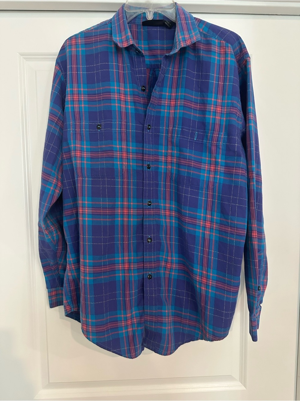 Patagonia Blue and Teal Plaid Button-Down Shirt